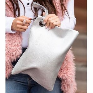 Silver Oversized Clutch
